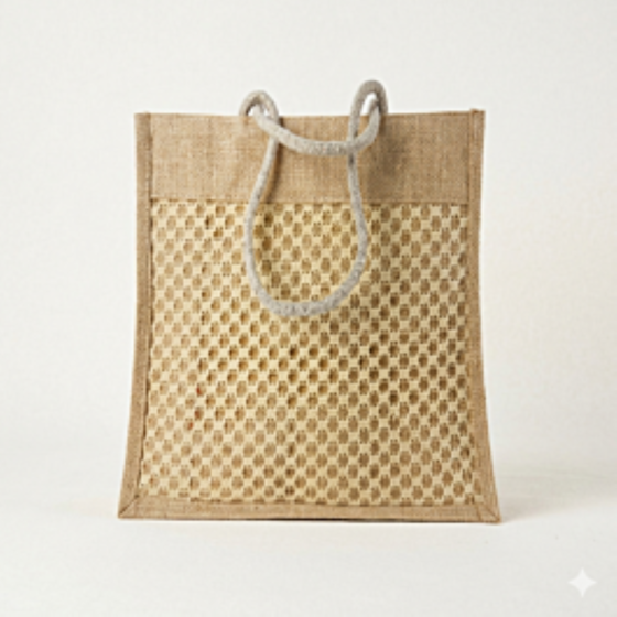 jute shopping bag with stylish net