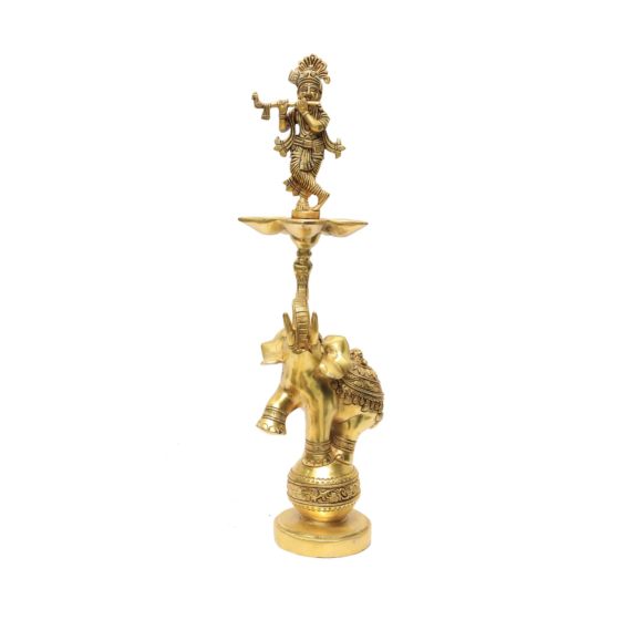 Brass Super Fine Finish Krishna Elephant Divi KBH07054