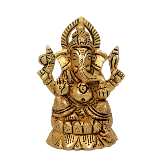 Brass Kamal Sitting Ganesha Idol KBH07160