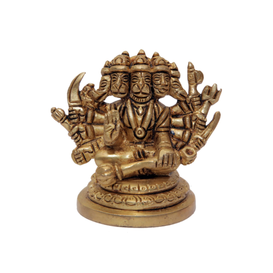 Brass Panchmukhi Hanuman on Round Base Idol KBH07170