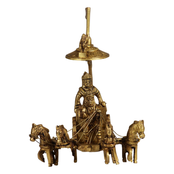 Brass 4 Horse Arjun Rath Statue KBH07429
