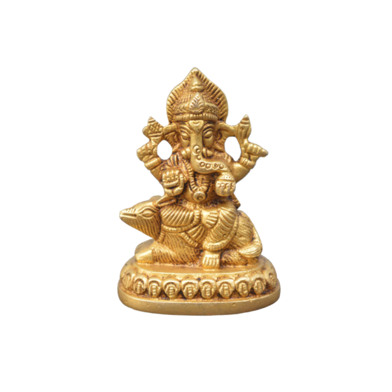 Brass Ganesh With Rat KBH07562