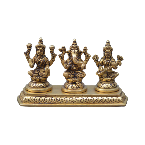 Handcrafted Lakshmi Ganesh Saraswati Idol Set KBH07586