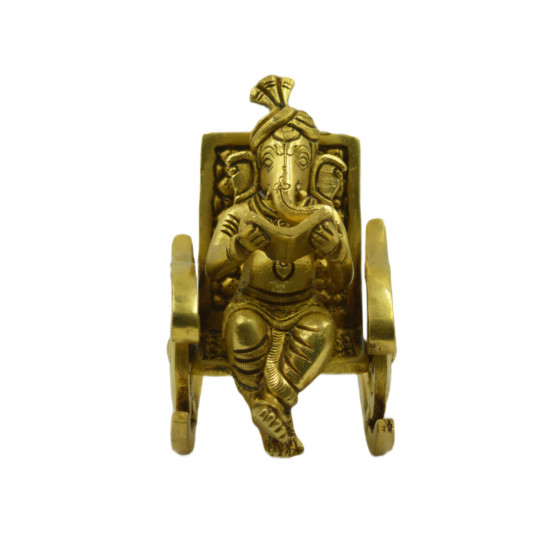 Brass Ganesha on Rocking Chair Idol KBH07600