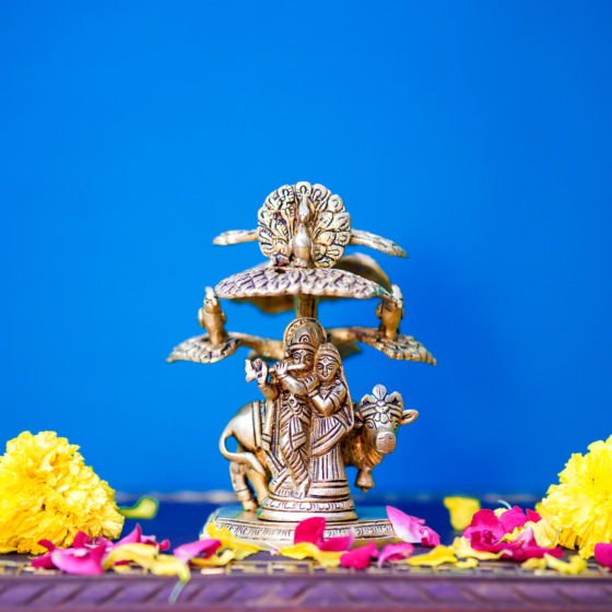 Brass Radha Krishna under tree 6 Inch KBH07907