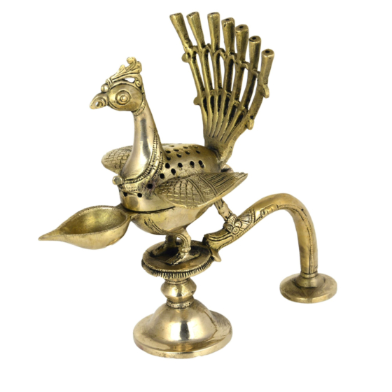 Brass Dhoop or Agarbatti Stand with Peacock Design KBH06585