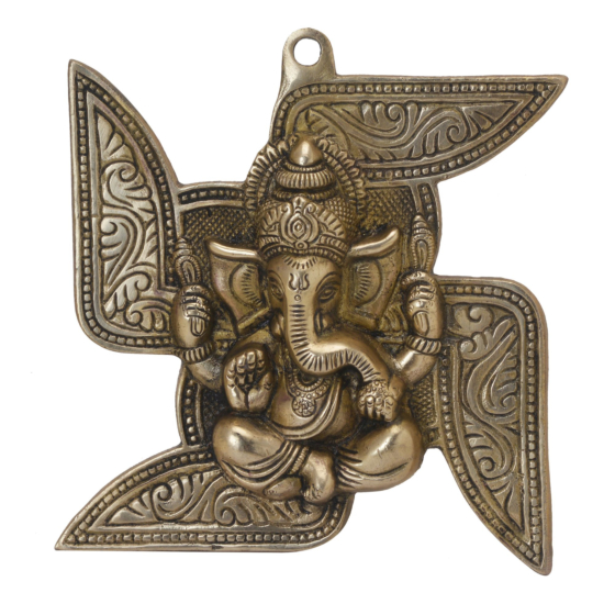 Brass Swastik Ganesh Wall Hanging KBH06463
