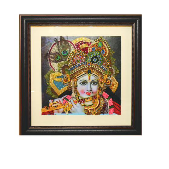 Handcrafted Lord Krishna Frame with Intricate Quilling Art