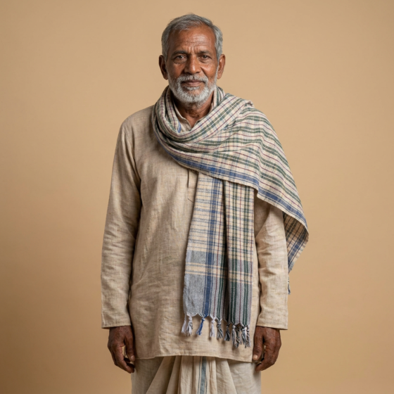 Handmade Khadi Cotton Checkered Gamcha | Blue