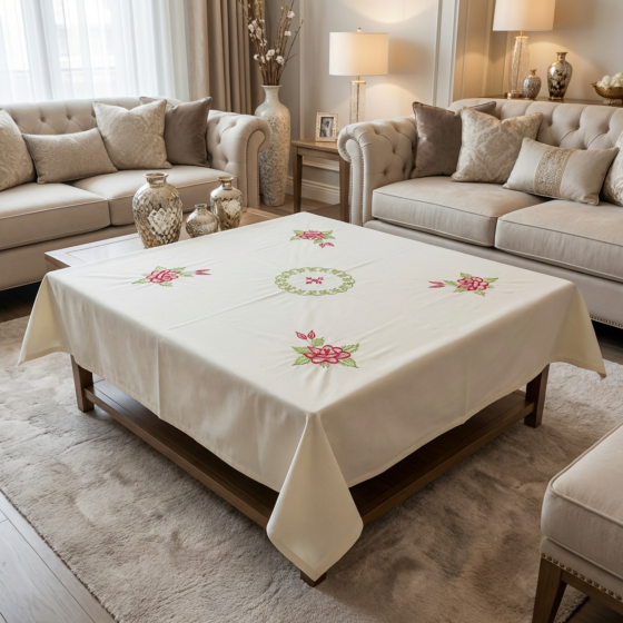 Handcrafted Embroidered Table Cover | 45inches
