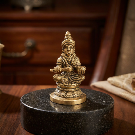 Handcrafted Brass Annapurna Devi Idol | 3.81 x 3.81 x 7.62 cm