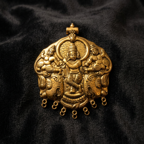 Handcrafted Brass Krishna Pendant |  2.7 x 0.3 x 3.1 Inches