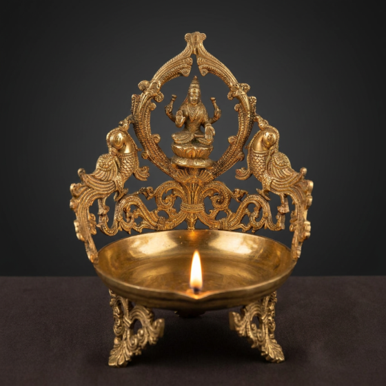Handcrafted Brass Laxmi Oil Lamp | 11 Inches