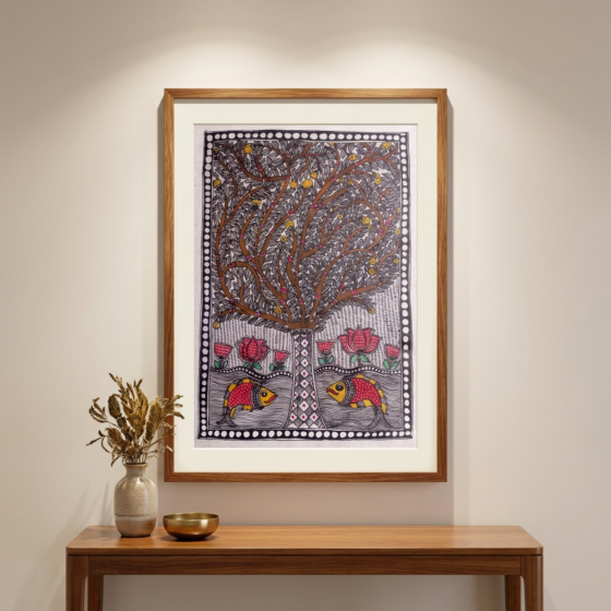 The Eternal Kalpavriksha Madhubani Painting | Unframed | 32x15 Inches