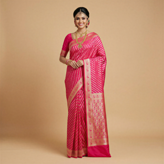 Handloom Rangkat Banarasi Silk Saree | Pink