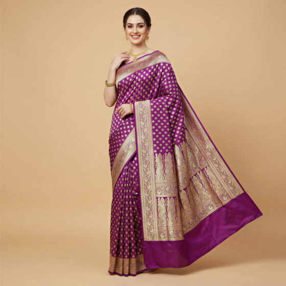 Handloom Banarasi Silk Saree | Purple