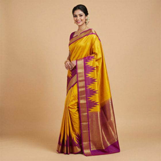 Handloom Salem Silk Saree | Yellow