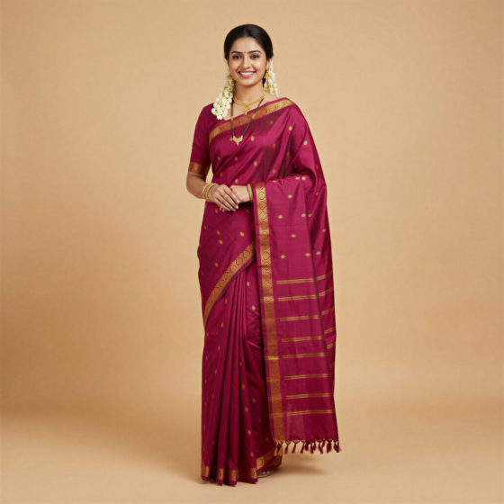 Handwoven Kanchipuram Silk Saree | Maroon
