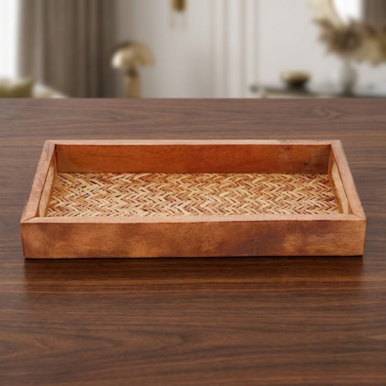 Handcrafted Bamboo Small Tray |10.5 x 5.5 x 1.5 inches