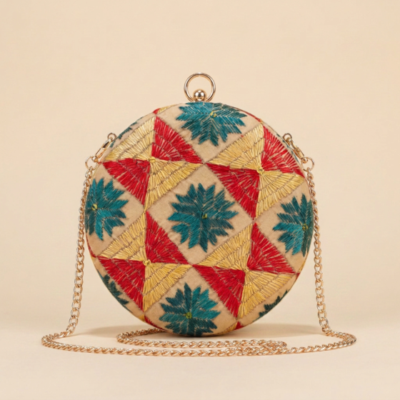 Handcrafted Multicoloured Phulkari Sling Bag