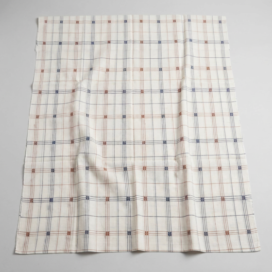 Handcrafted Sambalpuri Ikat Fabric with Multicolor Check Pattern| Off-White
