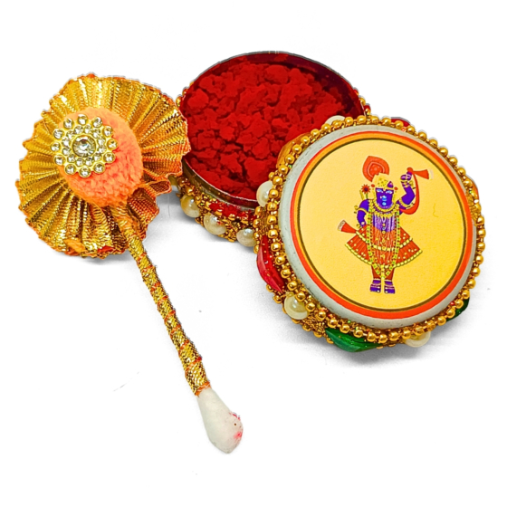 Jagannath Ji Aluminium Kumkum Dibbi with Sindoor and Stick | 3.81 x 5.08 cm