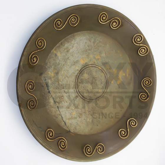 Stone & dokra big round tray - Home Decor - Fusion -Dokra & Stone mix- Fusion Dokra