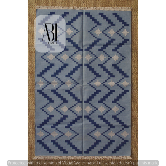 Blue Handmade Rug for Coffee Table
