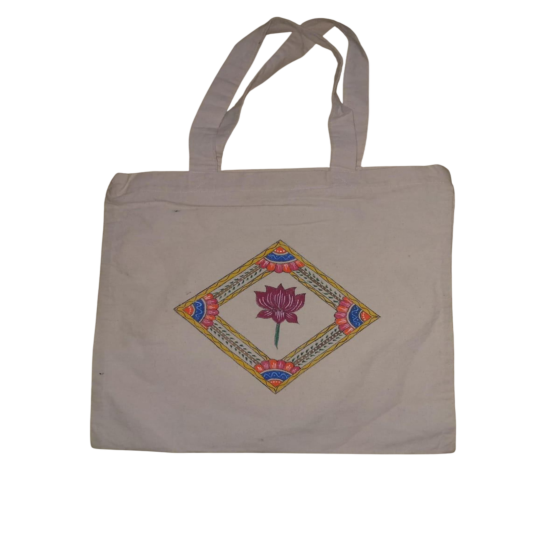 Handmade Painting Floral Design Tote Bag 