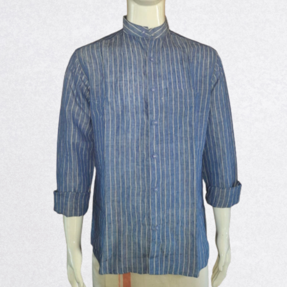 Handloom Linen shirt | Oxford Blue