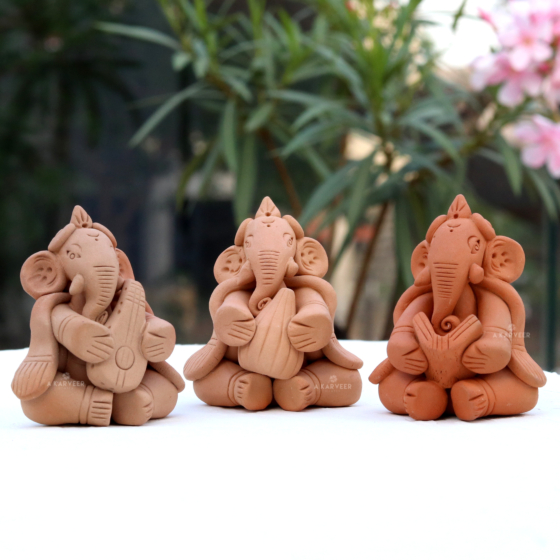 A KARVEER Crafts Terracotta Decorative Sheep Showpiece Toy Small Size Home & Office Decor Set of 2 Piece