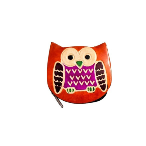 Genuine Leather Small Coin Purse Baby Owl Design