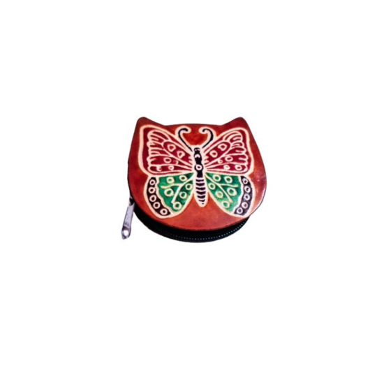 Genuine leather Small Coin Purse Butterfly Design