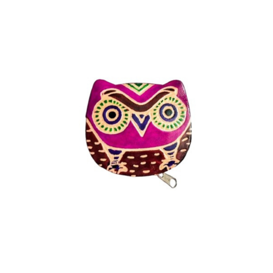 Genuine Leather Coin Purse  Owl Design