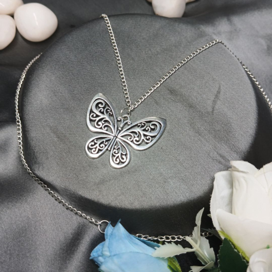 Handcrafted Silver Butterfly Pendant Necklace