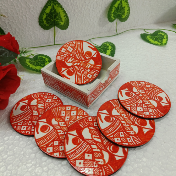 Orange Meen painting Coaster