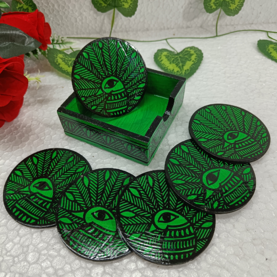 Green Butterfly Painting coaster