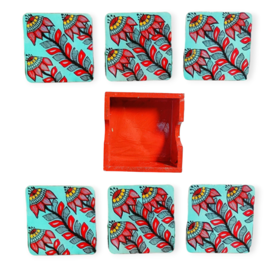 Flower Painting coaster set of 6
