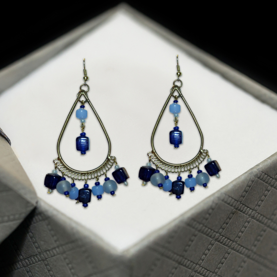Handmade Tear Drop Earrings | Shades of Blue