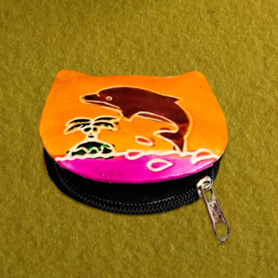 Genuine leather Small Coin Purse | Dolphin Design