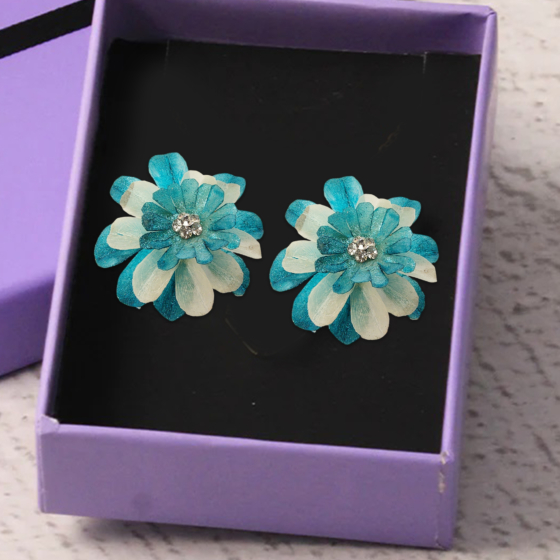 Big Fish Scale Earring Studs | Aqua Colour