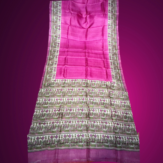 Handcrafted Pure Tussar Silk Saree with Blouse