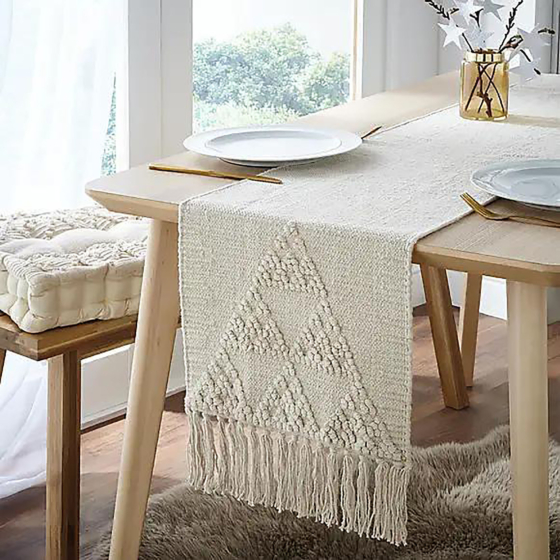 Handloom Table Runner Natural Triangle