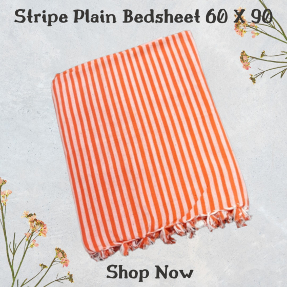 Pure Cotton Handmade Bedsheet - Orange