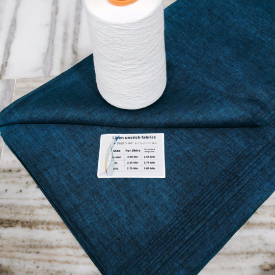Handloom Linen Fabric | Teal Blue