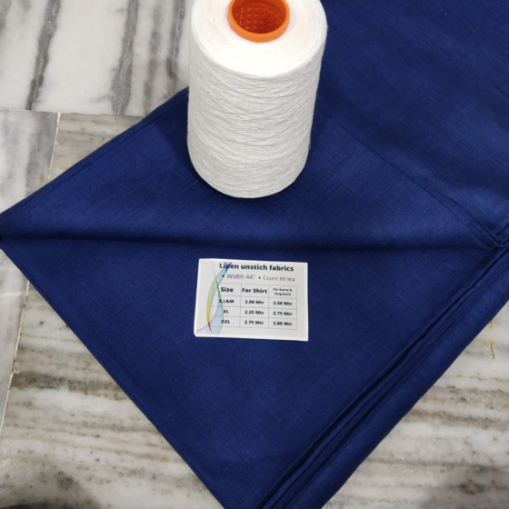 Handloom Linen Fabric | Blue