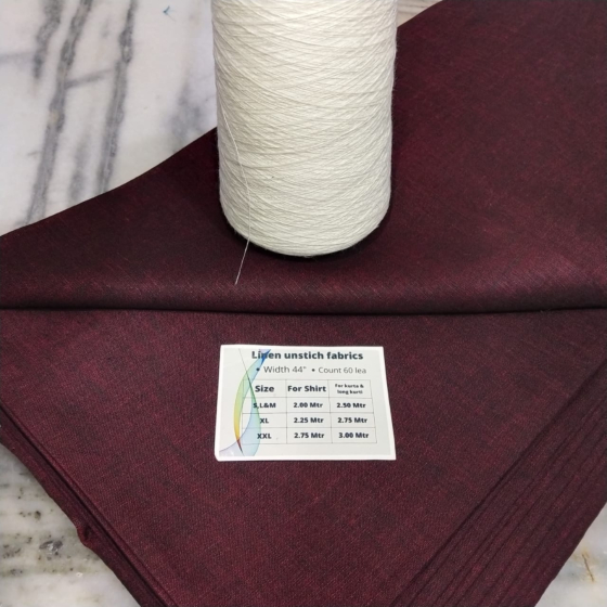 Handloom Linen Fabric | Maroon