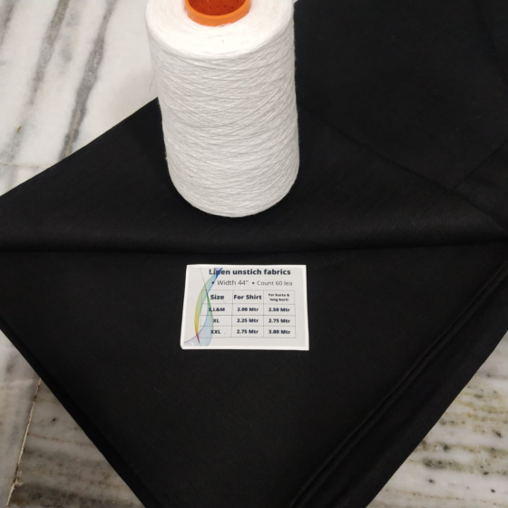 Handloom Linen Fabric | Black