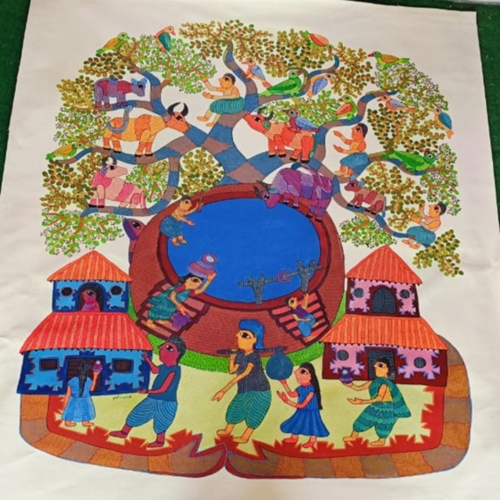 Handcrafted Gond Painting-Unframed