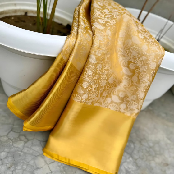 Premium Soft Tissue Silk Saree | Gold Zari Work Design